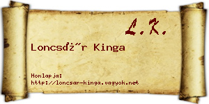 Loncsár Kinga névjegykártya