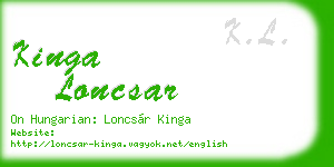 kinga loncsar business card